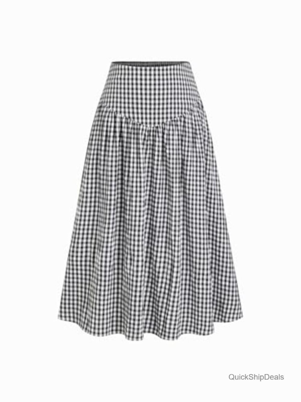 Gingham Midi Maxi Skirt High Waist A Line Flowy Summer Casual
